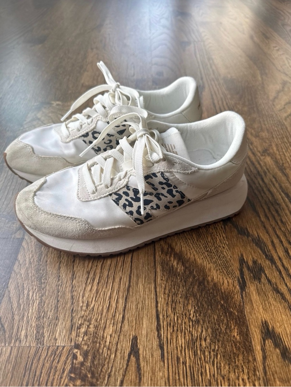 New Balance 237 Cream Leopard Accent Casual Sneakers